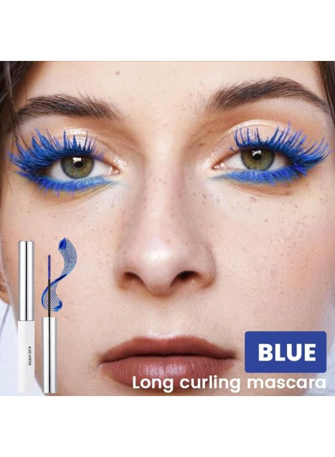 SHEBEEDO Blue Mascara,Blue Volume Tubing Mascara with Soft Brush,5D Fiber Eyelash,Lash Sensational Volumizing and Thickening Mascaras,Long-Lasting Waterproof Lash for Party,Halloween MakeUp - Image 2